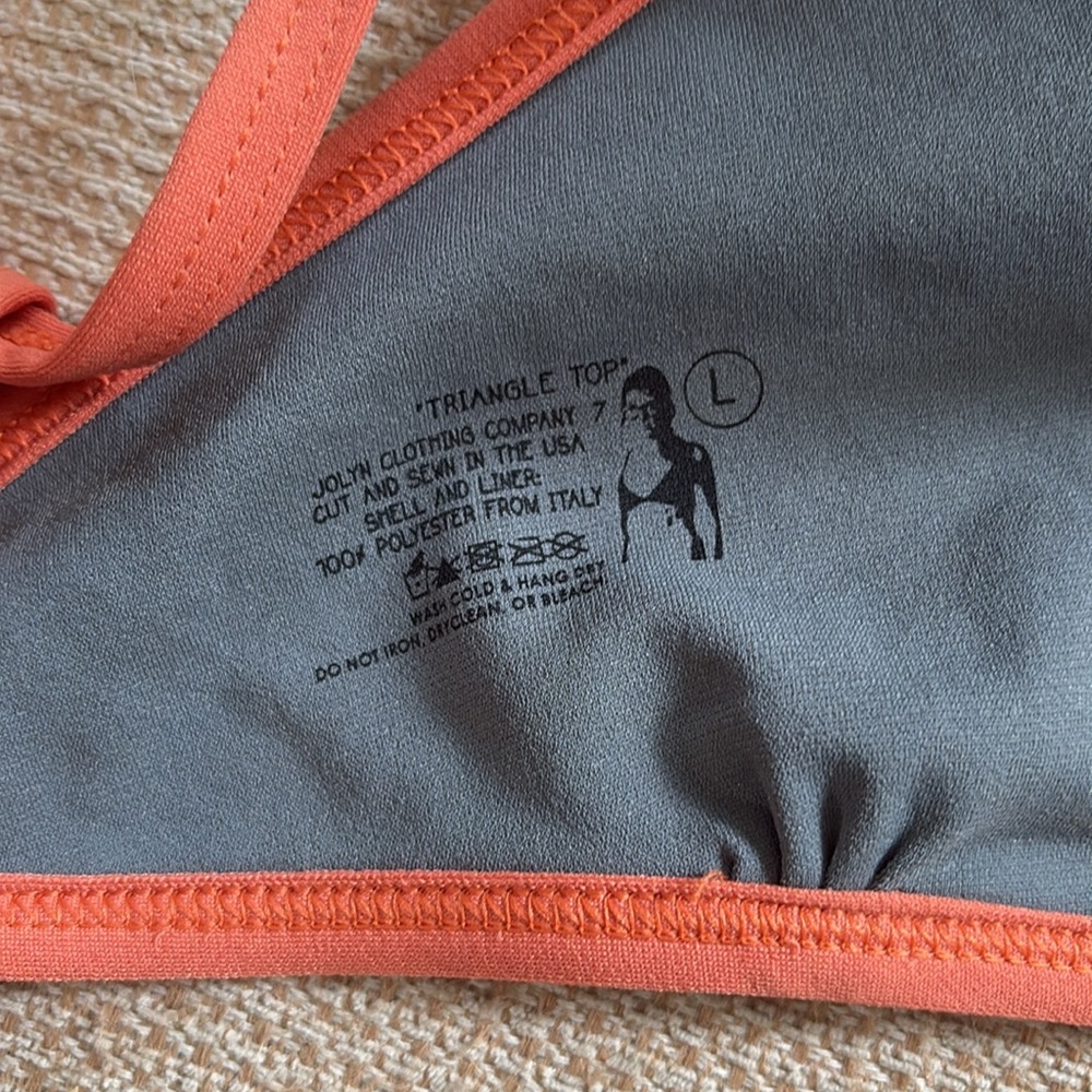 Jolyn Orange and Gray Triangle Bikini Top - Picture 3 of 3
